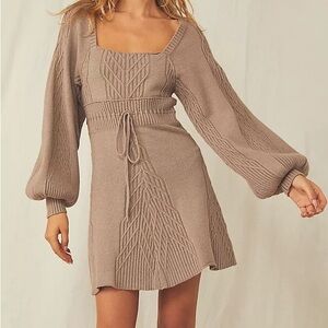 Free People Emmaline Sweater Dress Taupe XS